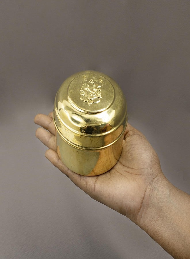 Spillbox Tradition Handicrafted Pure Brass Container|Prasadham Box Mandir|Tiffen,Lunch Box | Roli |Dry Fruit box |Gift Box | Diwali best for Return gift (medium, 1) - Image 5